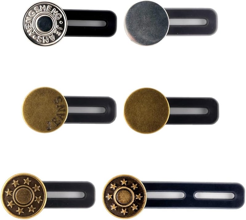 Mobi Lock 6 Pcs Jeans Button Extender Set - Flexible Waist Extenders - Instant Waistband Expansion for Men and Women - by - Image 1